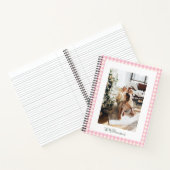 Gepersonaliseerde Pink Gingham Plaid Familiefoto Notitieboek (Binnen)