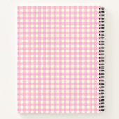 Gepersonaliseerde Pink Gingham Plaid Familiefoto Notitieboek (Achterkant)