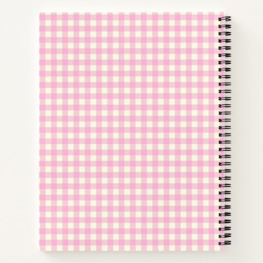 Gepersonaliseerde Pink Gingham Plaid Familiefoto Notitieboek (Achterkant)