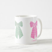 Gepersonaliseerde Pink Gingham Romantische Coquett Koffiemok (Voorkant rechts)