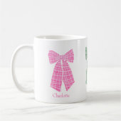 Gepersonaliseerde Pink Gingham Romantische Coquett Koffiemok (Links)