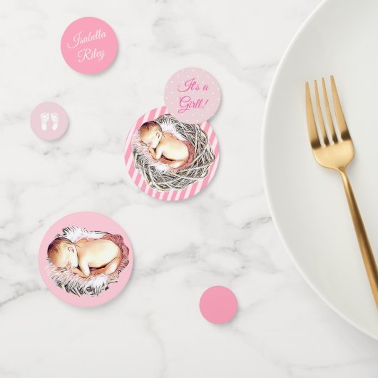 Gepersonaliseerde Pink Girl's Baby shower confetti (Groep)