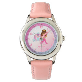 Gepersonaliseerde Pink Glitter Princess Learning Horloge