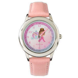 Gepersonaliseerde Pink Glitter Princess Learning Horloge