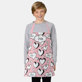 Gepersonaliseerde Pink Hearts Schort (Gedragen)