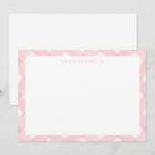 Gepersonaliseerde Pink Plaid Gingham Baby briefpap Bedankkaart (Voorkant / Achterkant)