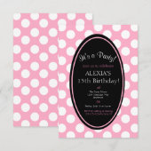 Gepersonaliseerde Pink Polka Dot Party Uitnodiging (Voorkant / Achterkant)