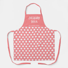 Gepersonaliseerde Pink Polka Dots Vrouwen Schort