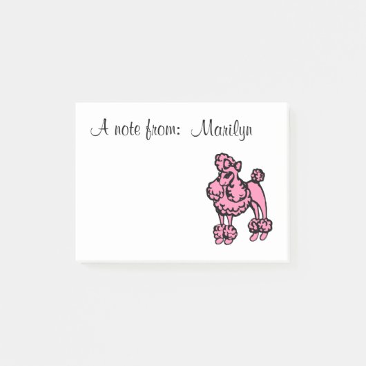 Gepersonaliseerde Pink Poodle Post Het merkt op Post-it® Notes (Voorkant)
