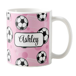 Gepersonaliseerde Pink Soccer Mok