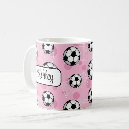 Gepersonaliseerde Pink Soccer Mok (Voorkant links)