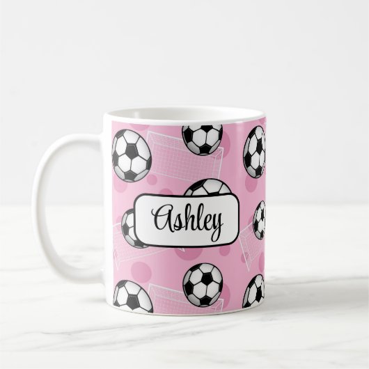 Gepersonaliseerde Pink Soccer Mok (Links)