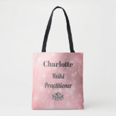 Gepersonaliseerde Pink Sparkle Reiki Practitioner Tote Bag (Voorkant)
