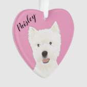 Gepersonaliseerde Pink Westie West Highland Terrie Ornament (voorkant)