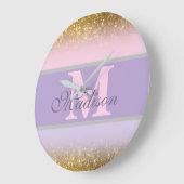 gepersonaliseerde pinky glitter Wall Clock Grote Klok (Hoek)