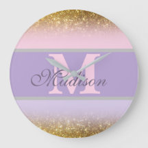 gepersonaliseerde pinky glitter Wall Clock