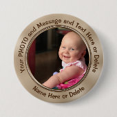 Gepersonaliseerde pinnen met uw foto of Logo en te Ronde Button 7,6 Cm (Voorkant)