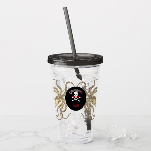 Gepersonaliseerde Piraat Kapitein Acryl Drinkbeker (Voorkant ijs)