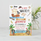 Gepersonaliseerde piraat kind verjaardag kaart (Staand voorkant)