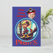 Gepersonaliseerde Pirate Boy op het Schip Kunstwer Kaart (Staand voorkant)