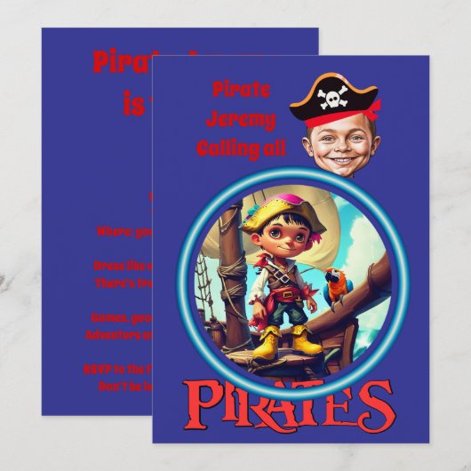 Gepersonaliseerde Pirate Boy op het Schip Kunstwer Kaart (Voorkant / Achterkant)