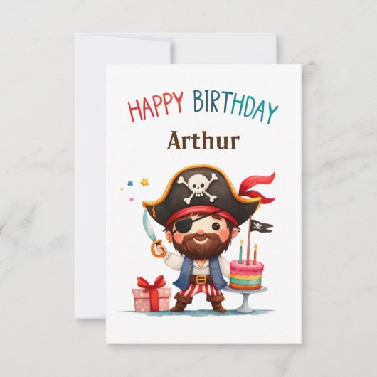 Gepersonaliseerde Pirate Happy Birthday Kaart (Voorkant)