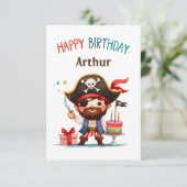 Gepersonaliseerde Pirate Happy Birthday Kaart (Staand voorkant)