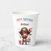 Gepersonaliseerde Pirate Happy Birthday Paper Cups Papieren Bekers (Voorkant)