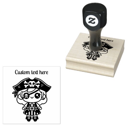 Gepersonaliseerde Pirate Meisje Rubberstempel (Gestempeld)