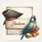 Gepersonaliseerde Pirate Parrot Sticker - Aangepas (Voorkant)