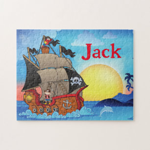 Gepersonaliseerde Pirate Ship Kindernaam Puzzel