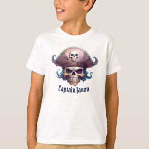 Gepersonaliseerde Pirate Skull Birthday Bash T-shi T-shirt