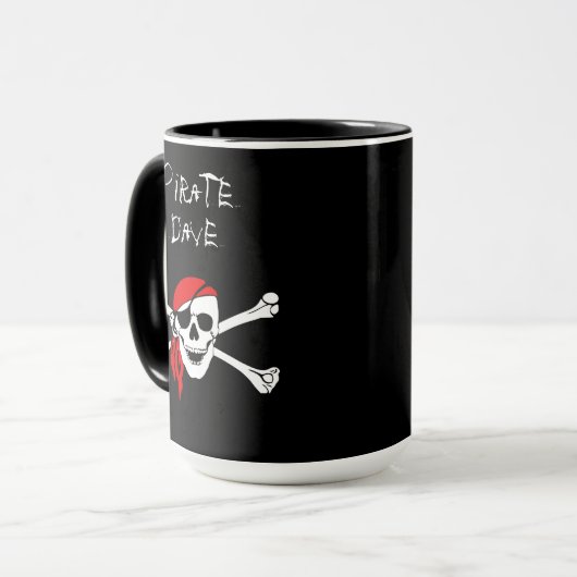 Gepersonaliseerde Pirate Skull Crossbones Coffee M Mok (Voorkant links)