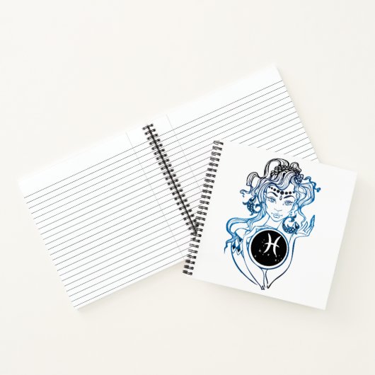 Gepersonaliseerde Pisces Art Deco Lady Notitieboek (Binnen)