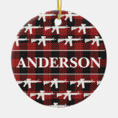 Gepersonaliseerde Pistool Eigenaar Plaid AR-15 Chr Keramisch Ornament (Voorkant)