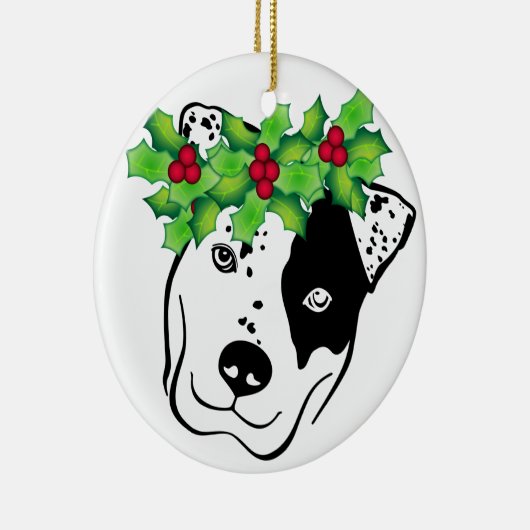 Gepersonaliseerde Pit Bull Kerstmis Keramisch Ornament (Rechts)