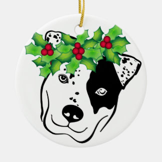 Gepersonaliseerde Pit Bull Kerstmis Keramisch Ornament