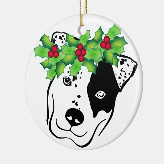Gepersonaliseerde Pit Bull Kerstmis Keramisch Ornament (Links)