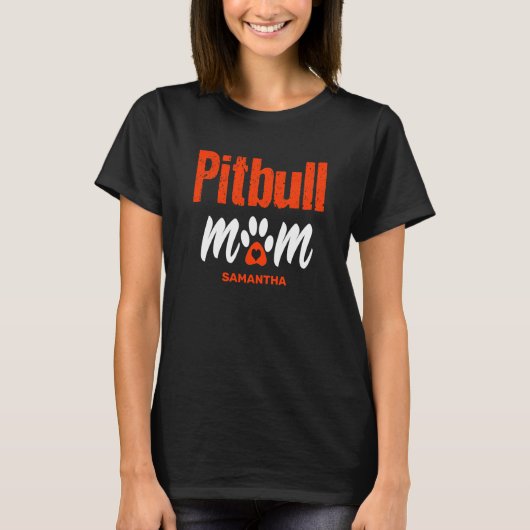 Gepersonaliseerde Pitbull Moeder Aangepaste Naam M T-shirt (Voorkant)