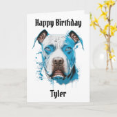 Gepersonaliseerde Pitbull Puns Gelukkige Verjaarda Kaart (Gele Bloem)