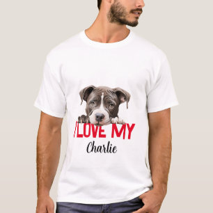 Gepersonaliseerde Pitbull Valentijnsdag T-shirt