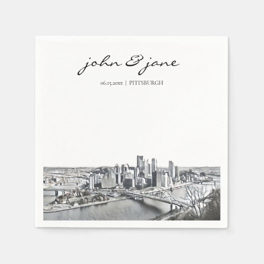 Gepersonaliseerde Pittsburgh Cocktail Napkin Servet (Voorkant)