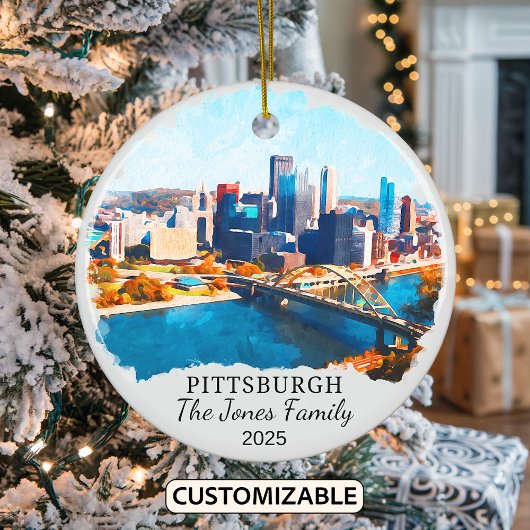 Gepersonaliseerde Pittsburgh Ornament, Kansas Gift Keramisch Ornament