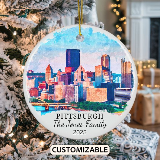 Gepersonaliseerde Pittsburgh Ornament, Pennsylvani Keramisch Ornament