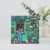Gepersonaliseerde Pixel Art Garden Verjaardag Kaart (Staand voorkant)