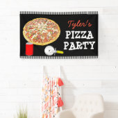 Gepersonaliseerde Pizza Party Verjaardagsfeestbann Spandoek (Insitu)