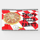 Gepersonaliseerde Pizza Party Verjaardagsfeestbann Spandoek (Horizontaal)