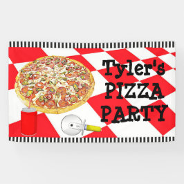 Gepersonaliseerde Pizza Party Verjaardagsfeestbann Spandoek