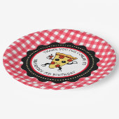 Gepersonaliseerde Pizza Party Verjaardagspapier Bo Papieren Bordje (Gekanteld)