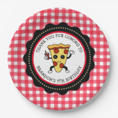 Gepersonaliseerde Pizza Party Verjaardagspapier Bo Papieren Bordje (Voorkant)